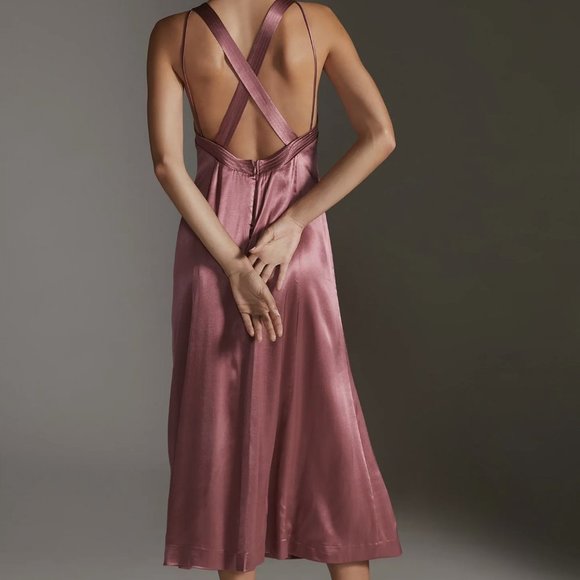 Anthropologie NWT Cross-Back Midi Dress Size 4P - Picture 4 of 14
